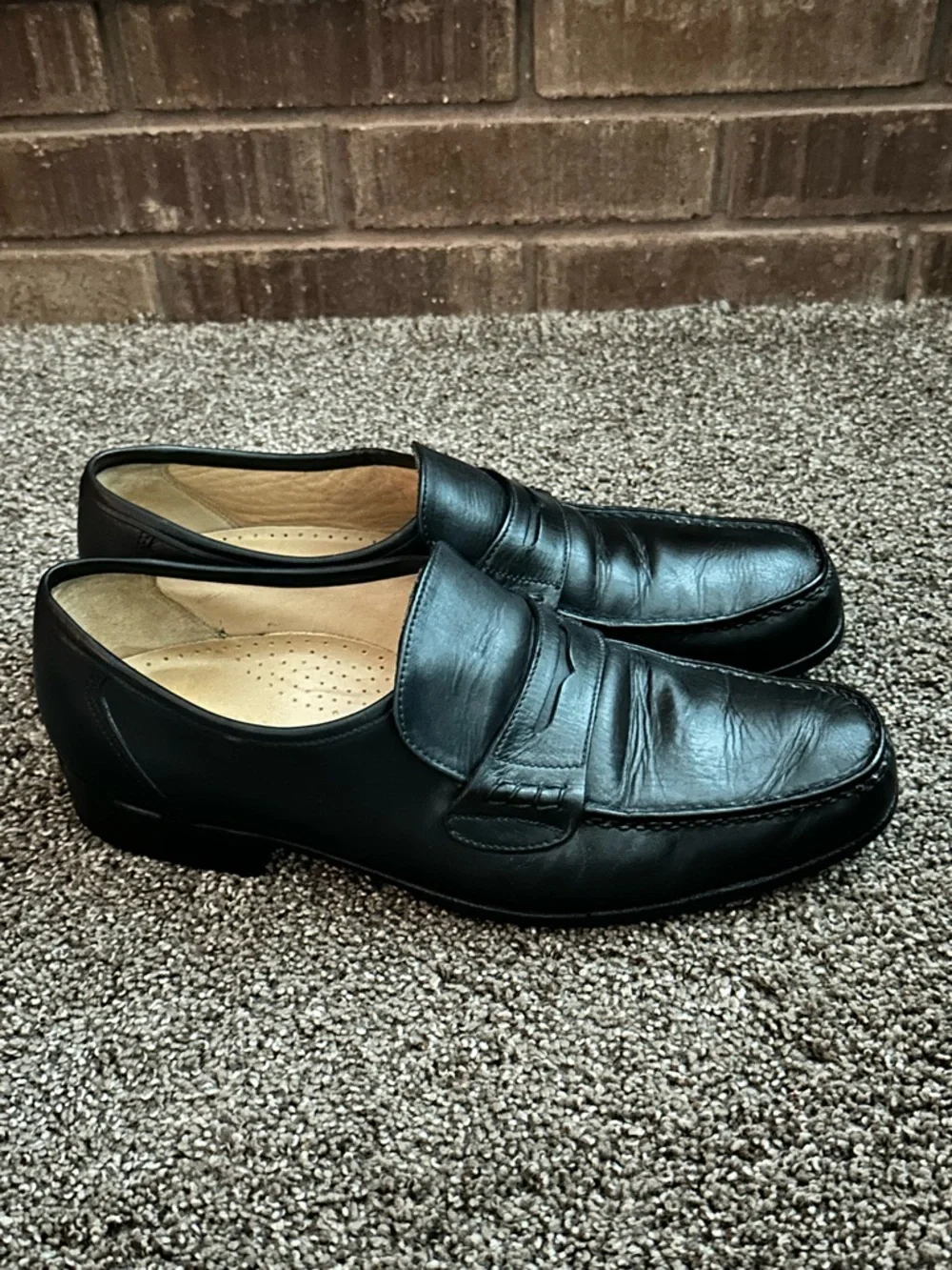 Barker England Mens Handmade Black Leather Penny Loafers US 10.5 UK 9.5